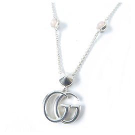 Colar de pérolas Gucci GG Marmont AG925 Prata Metálico