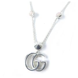 Gucci-Gucci GG Marmont AG925 Pearl Necklace-Silvery,Metallic