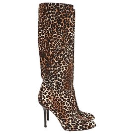 Botas até o joelho com estampa de onça Jimmy Choo em pelo de pônei marrom Marrom