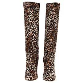 Jimmy Choo- Jimmy Choo Leopard Print Knee-High Boots in Brown Pony Hair-Brown