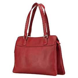 Fendi-Sac à main en cuir Fendi Selleria Stitch rouge-Rouge