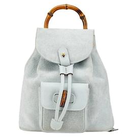 Gucci-Gucci Suede Leather Bamboo Backpack-Green
