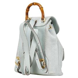 Gucci-Gucci Suede Leather Bamboo Backpack-Green