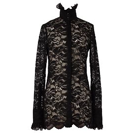 Paco Rabanne Schwarze Spitzenbluse Schwarz