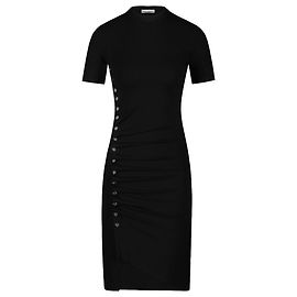 Paco Rabanne Schwarzes drapiertes Minikleid Schwarz