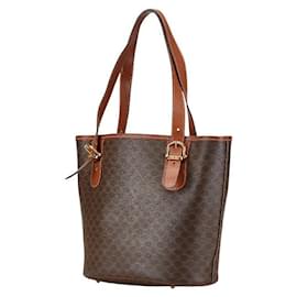 Céline-Celine Macadam PVC Leather Tote Bag-Brown