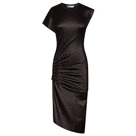 Paco Rabanne Schwarzes Drapé-Pression-Kleid aus glänzendem Jersey Schwarz