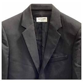 Saint Laurent-Saint Laurent Classic Notch Lapel Suit in Black Wool-Black