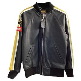 Supreme x Vanson Perforated Bomber Jacket in Black Leather Black