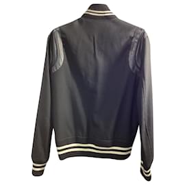 Saint Laurent- Saint Laurent Teddy Varsity Jacket in Black Wool-Black