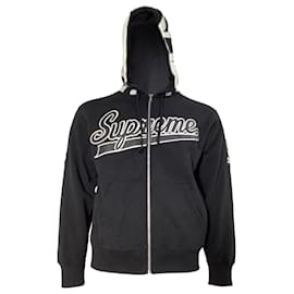 Supreme- Supreme x Vanson Spider Web Zipped Hoodie in Black Cotton-Black