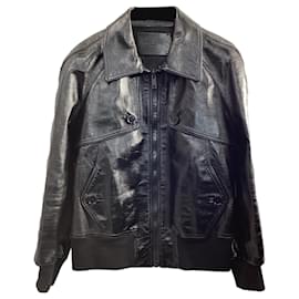 Givenchy- Givenchy Zipped Bomber Jacket in Black Calf Leather-Black