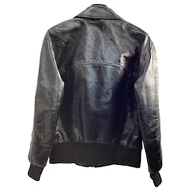 Givenchy- Givenchy Zipped Bomber Jacket in Black Calf Leather-Black