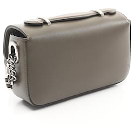 Gucci-Gucci Double G Leather Shoulder Bag-Brown
