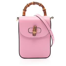 Gucci-Gucci Bamboo Leather Handbag 702106-Pink