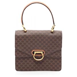 Céline-Celine Macadam Handbag PVC Coated Canvas Leather-Brown