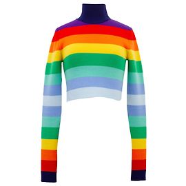 Paco Rabanne Pull en laine à rayures arc-en-ciel Multicolore