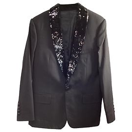 Céline Schwarzer Wollblazer mit Pailletten-Details von Celine Schwarz
