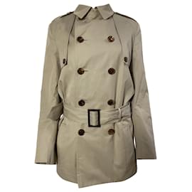 Dior- Dior Belted Double-Breasted Trench Coat in Brown Cotton-Brown,Red