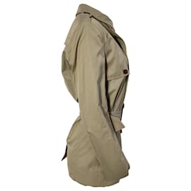 Dior- Dior Belted Double-Breasted Trench Coat in Brown Cotton-Brown,Red