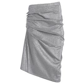 Paco Rabanne Silver mid-length drapé pression slit skirt Silvery Metallic
