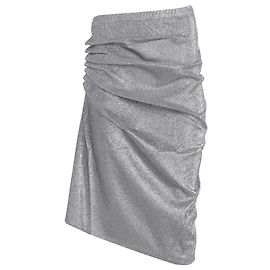 Paco Rabanne Silver mid-length drapé pression slit skirt Silvery Metallic