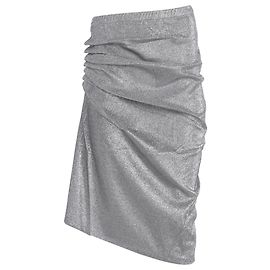 Paco Rabanne Silver mid-length drapé pression slit skirt Silvery Metallic