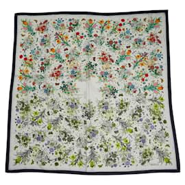 Hermès-Gucci Flora Cotton Scarf-White