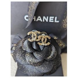 Chanel-CC B14K Logo earrings GHW crystal earrings box receipt box-Golden