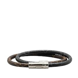 Louis Vuitton-Louis Vuitton Monogram Eclipse Macassar Charm Bracelet-Brown,Black