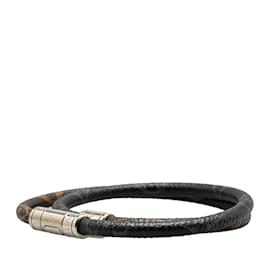 Louis Vuitton-Louis Vuitton Monogram Eclipse Macassar Charm Bracelet-Brown,Black