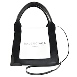 Balenciaga-Sac cabas XS Balenciaga Navy-Noir,Écru