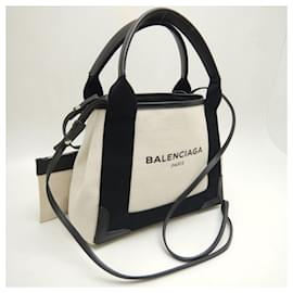 Balenciaga-Sac cabas XS Balenciaga Navy-Noir,Écru