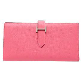 Hermès Cartera Larga Hermes Bearn Soufflet Rosa
