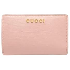 Gucci-Gucci Bi-fold Wallet in Pink Leather-Pink