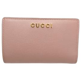 Gucci-Gucci Bi-fold Wallet in Pink Leather-Pink
