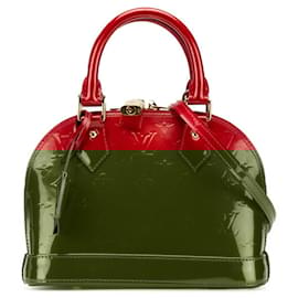 Louis Vuitton-Louis Vuitton Monogram Vernis Alma BB Handbag-Red,Fuschia