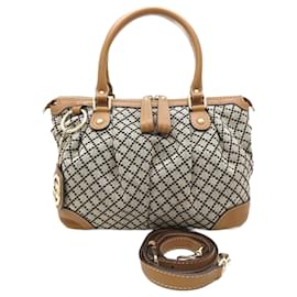 Gucci-Gucci 247902 Handbag Diamante Sukey-Brown,Beige