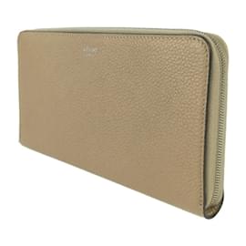Céline-Celine Beige Leather Long Wallet-Beige