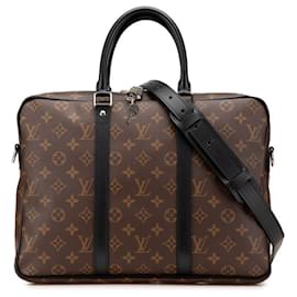 Louis Vuitton-Louis Vuitton Monogram Macassar Briefcase-Brown,Black