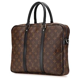 Louis Vuitton-Louis Vuitton Monogram Macassar Briefcase-Brown,Black