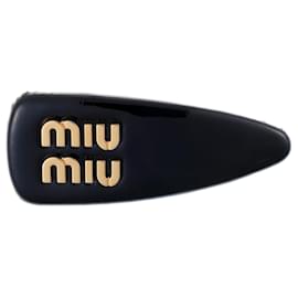 Miu Miu-Miu Miu Patent Leather Hair Clip-Black