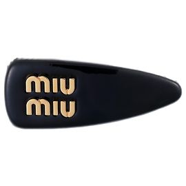 Fermaglio per capelli in pelle lucida Miu Miu Nero