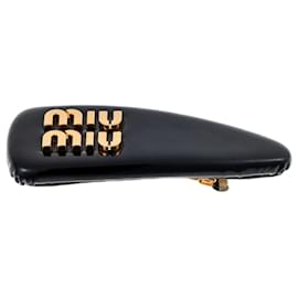 Miu Miu-Miu Miu Patent Leather Hair Clip-Black