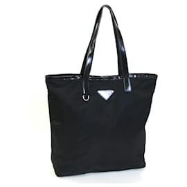 Prada-Prada Black Nylon and Patent Leather Tote Bag-Black