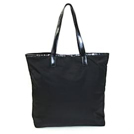 Prada-Prada Black Nylon and Patent Leather Tote Bag-Black