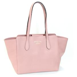 Gucci-Gucci Swing Tote Bag in Pink Leather-Pink