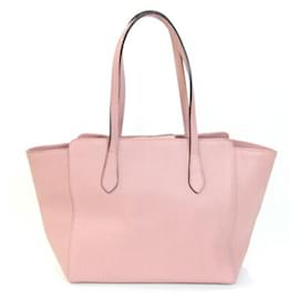 Gucci-Gucci Swing Tote Bag in Pink Leather-Pink