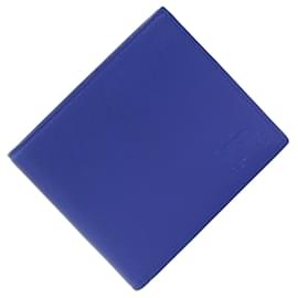 Burberry-Burberry Bi-fold Wallet in Blue Leather-Blue