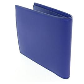 Burberry-Burberry Bi-fold Wallet in Blue Leather-Blue